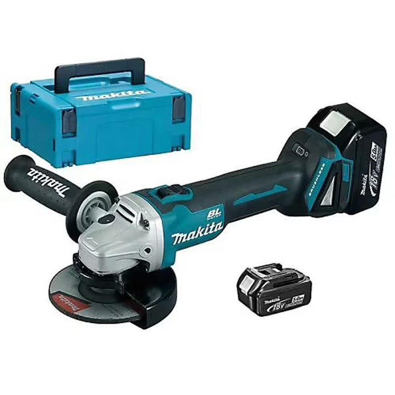 Smerigliatrice Ø 125 mm 2x5Ah 18V MAKITA DGA504RTJ en MAKPAC