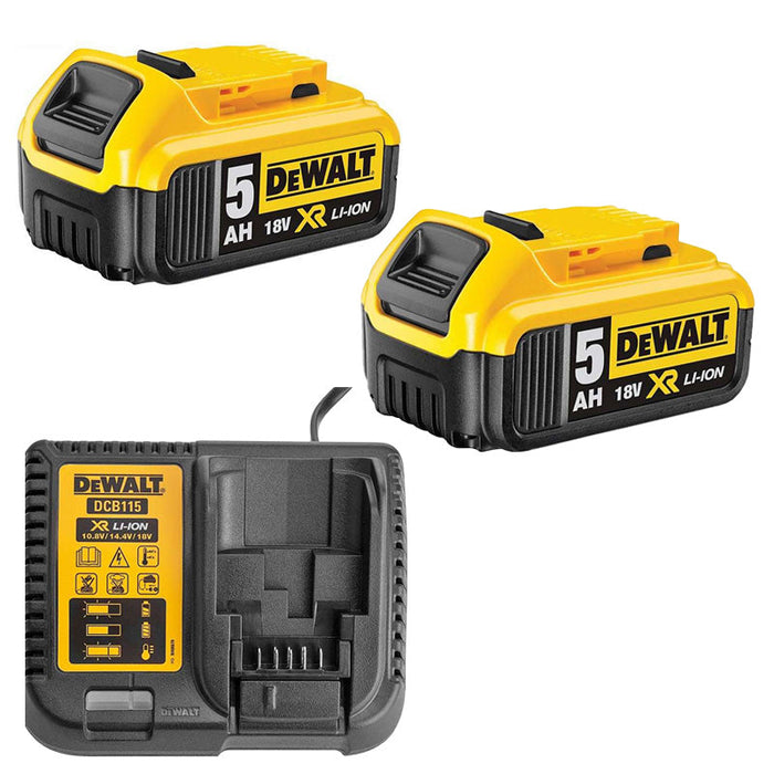 Pacco energia DEWALT 2 batterie 5,0 Ah 18V DCB184-XJ e un caricabatterie DCB115-XJ