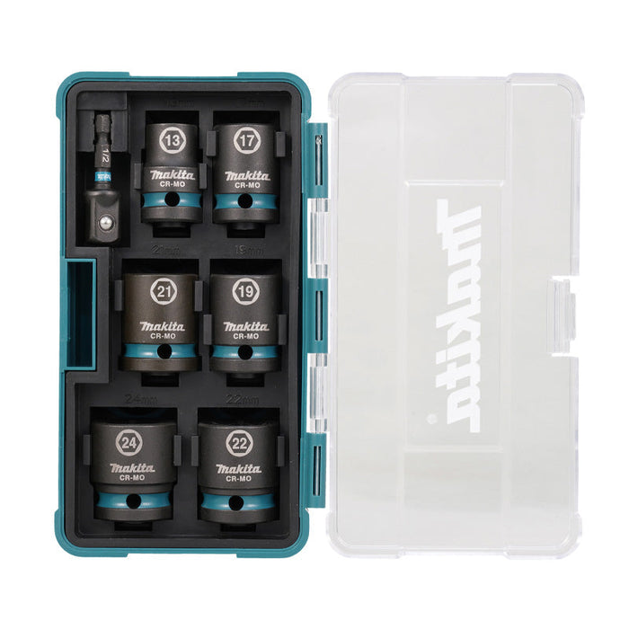 Set di 6 bussole MAKITA IMPACT BLACK + adattatore HEXA 1/4''E-16592