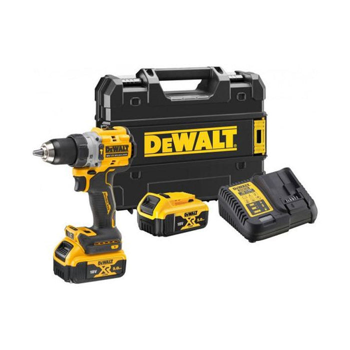 Trapano avvitatore a percussione compatto XR DEWALT DCD805P2LRT-QW 18V 2x5 Ah Li-Ion brushless - cordino di sicurezza