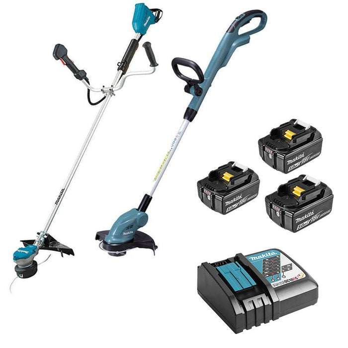 DLXRT01 MAKITA 2 utensili da giardino - 18V LXT (DUR368AZ + DUR193Z + 3 x 5Ah + DC18RC)