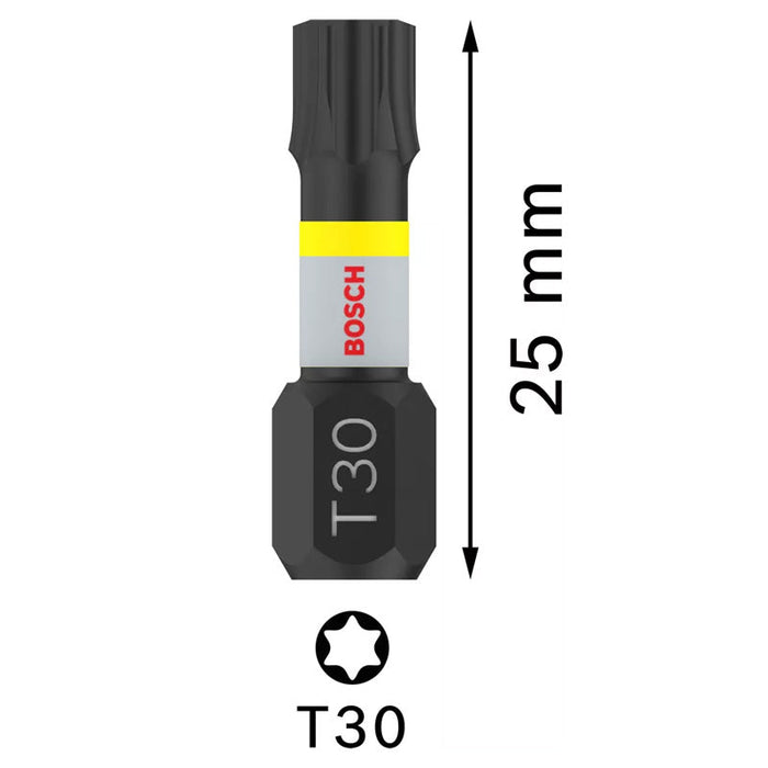 Inserti a codolo esagonale T30 BOSCH Impact Control 25 mm - 2 pezzi