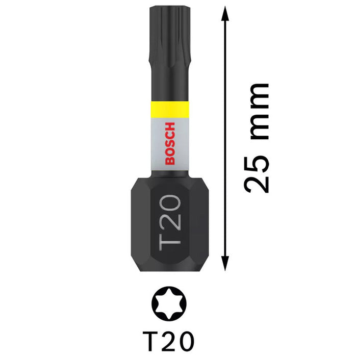 Inserti a codolo esagonale T20 BOSCH Impact Control 25 mm - 2 pezzi