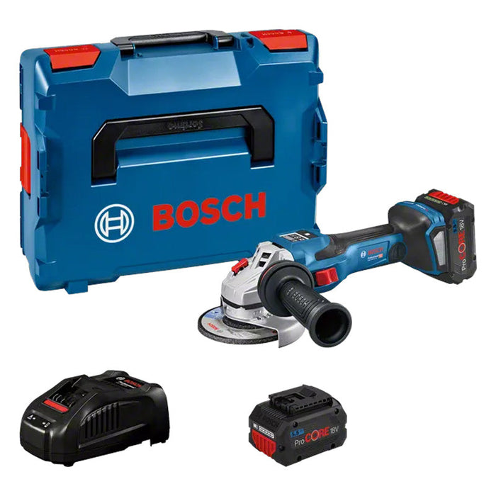 Smerigliatrice Ø125mm BOSCH GWS 18V-15 SC + 2 batterie Procore 18V 5.5 Ah + 1 caricabatterie GAL 18V-160 - L-Boxx