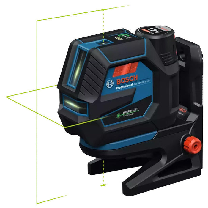 Laser combinato  BOSCH GCL 12V-50-22 CG + supporto RM 20 + batteria GBA 12V 2.0Ah in L-Boxx