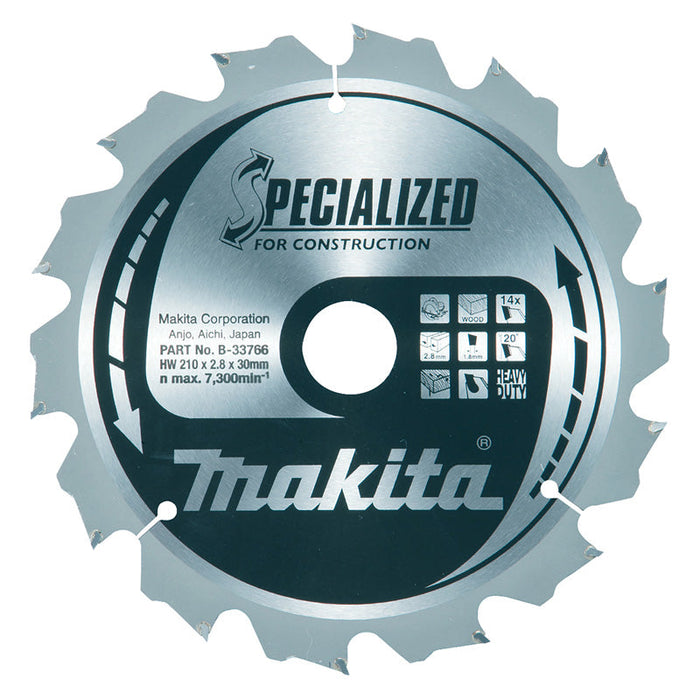Lama B-33766 MAKITA speciale per legno 210 x 30 mm 14 denti