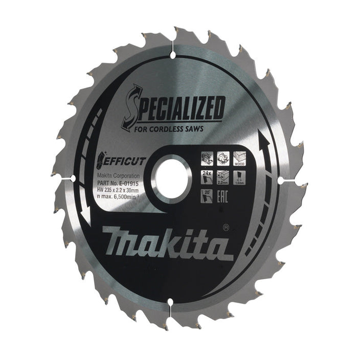 Lama in widia efficut MAKITA 235 x 20 mm, 24 denti, per il legno