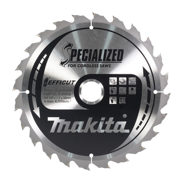 Lama in widia efficut MAKITA 235 x 20 mm, 24 denti, per il legno