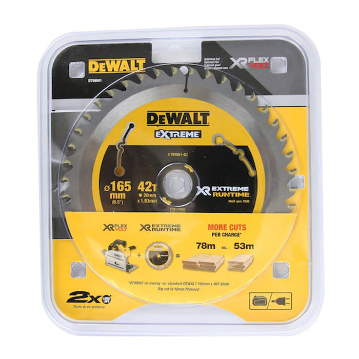 Lama per sega ad affondamento Ø165x20 mm 42 denti DEWALT DT99561-QZ al carburo XR Runtime