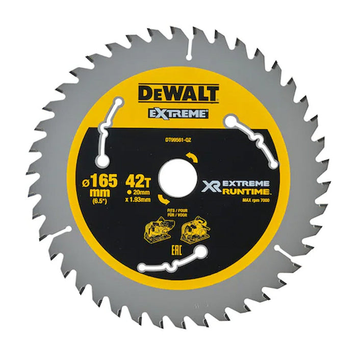 Lama per sega ad affondamento Ø165x20 mm 42 denti DEWALT DT99561-QZ al carburo XR Runtime