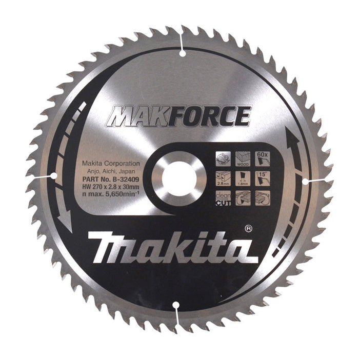 Lama per sega circolare Makforce TCT MAKITA B-32409 270 x 30 mm, 60 denti, per il legno