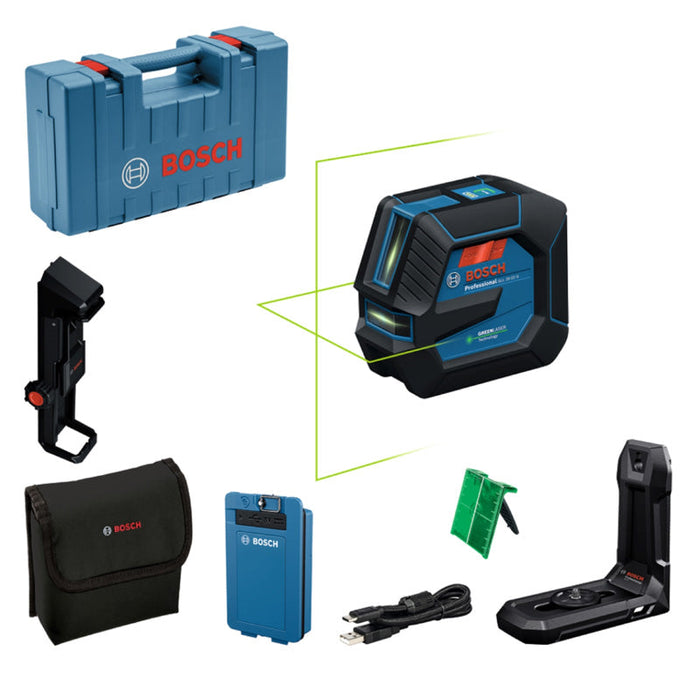 Laser a linee BOSCH GLL 20-22 G + batteria BA 3.7V 3.0Ah in valigetta