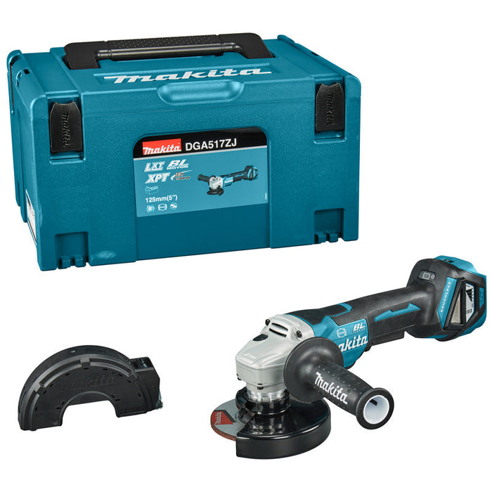 Smerigliatrice Ø125 mm 18V Brushless MAKITA DGA517ZJ variatore e pulsante uomo morto con Makpak