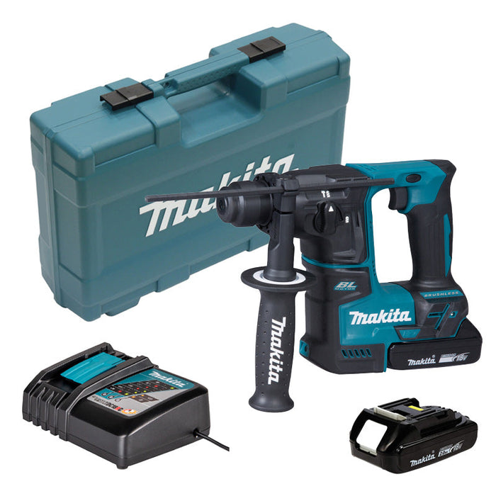 Tassellatore a batteria MAKITA DHR171RAX3 SDS-Plus 18 V 2,0 Ah con 2 batterie, 1 caricabatterie, 1 valigetta e accessori