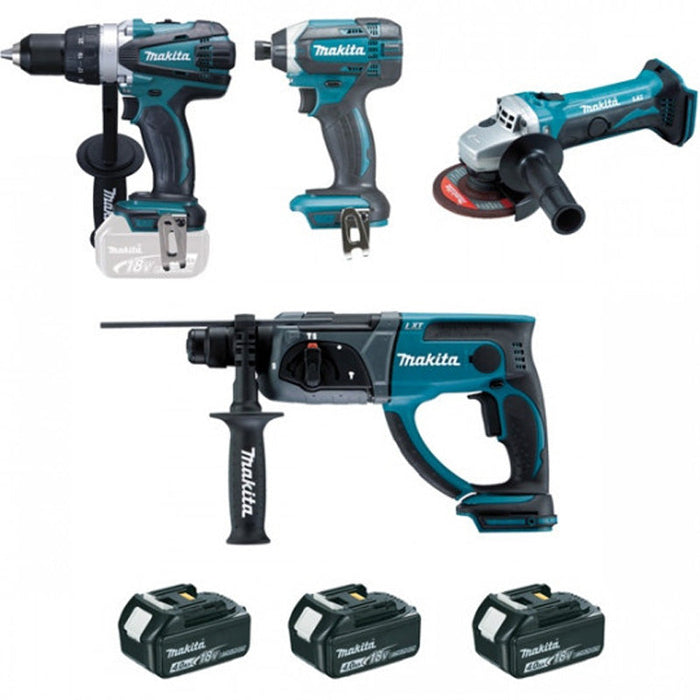 Kit 4 utensili MAKITA DLX4054MX1 (DF458+GA452+HR202+TD152+3xBL1840B+DC18RC+BORSA UTENSILI)
