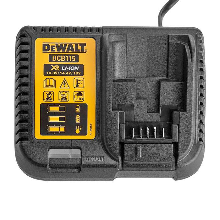 Pacco energia DEWALT 2 batterie 5,0 Ah 18V DCB184-XJ e un caricabatterie DCB115-XJ