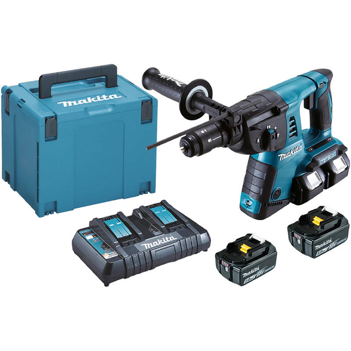 Tassellatore scalpellatore SDS+ Brushless 4x5Ah 36V LXT ® MAKITA DHR264PT4J 2 x MAKPAC