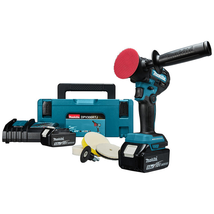 Lucidatrice a batteria 50/75 mm Li-Ion LXT MAKITA DPV300RTJ con 2 batterie 5,0 Ah, 1 caricabatterie e MAKPAC