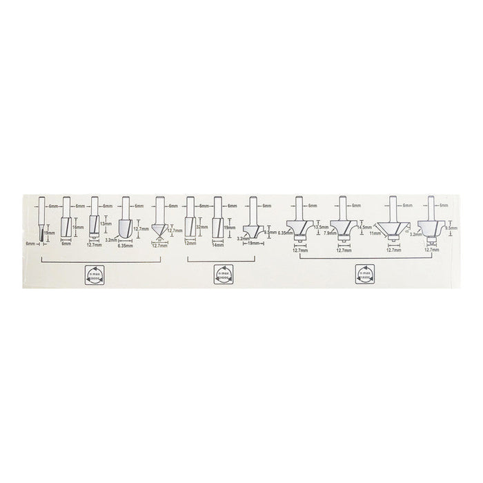 Set di 12 frese con codolo da 6 mm MAKITA D-57065