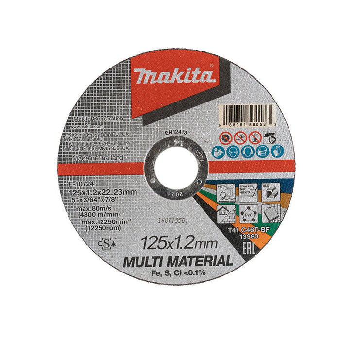 Disco da taglio sottile 125 x 1,2 x 22,23 mm MAKITA E-10724, C46T, multimateriale