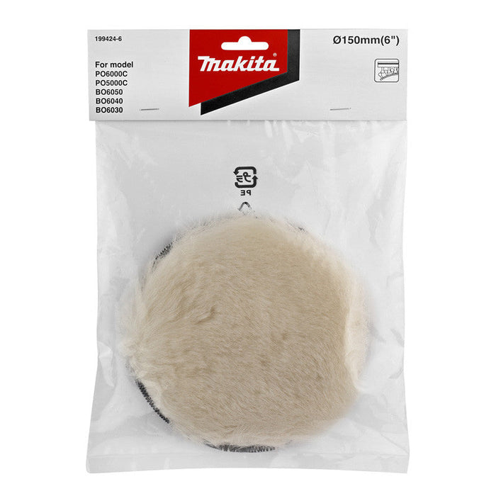 Disco in lana d'agnello con fissaggio a strappo per levigatrici e lucidatrici MAKITA 199424-6 Ø 150 mm