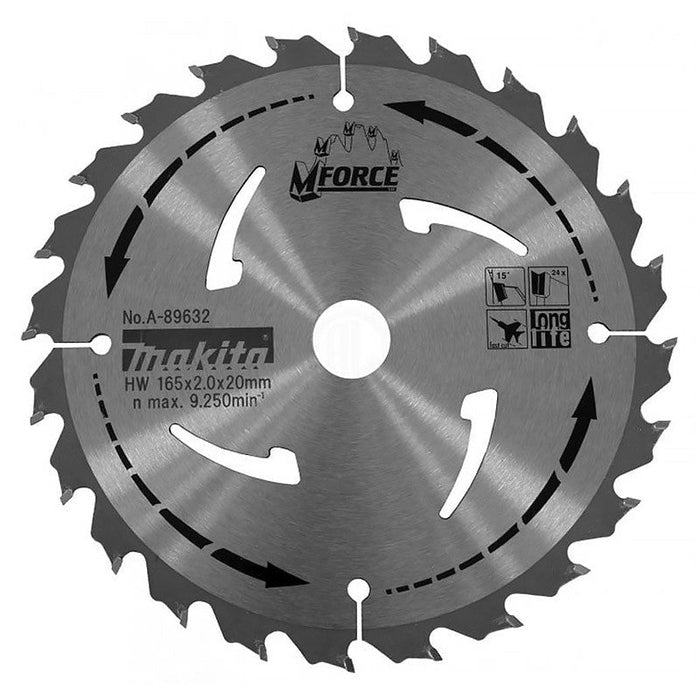 Lama in widia per legno MAKITA A-89632 MForce 24 denti Ø165 mm