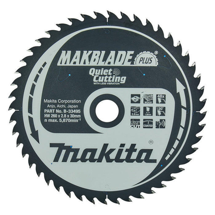 Lama per sega circolare MAKITA B-33495, Makblade+ T.C.T, 260 x 30 mm, 48 denti, per legno