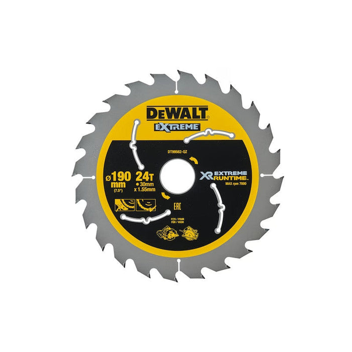 Lama per sega circolare a batteria al carburo XR Runtime DEWALT DT99562-QZ 190x30 mm 24 denti