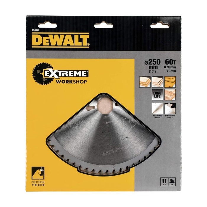 Lama per sega circolare Ø250x30 mm 60 denti DEWALT DT4351-QZ Extreme Workshop
