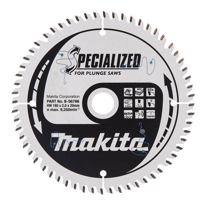 Lama per sega circolare TCT specializzata MAKITA B-56786 165x20mm, 60 denti