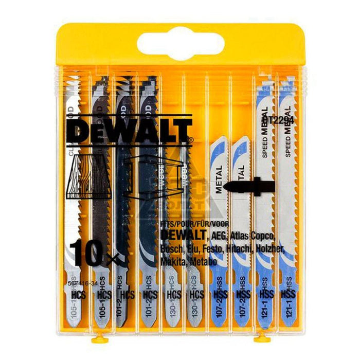 Lame per seghetto alternativo per legno e metallo, attacco a T, DEWALT DT2294-QZ in set da 10