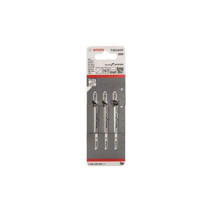 Set di 3 lame per seghetto alternativo T 101 AOF BOSCH 2608636432 Special for Laminate