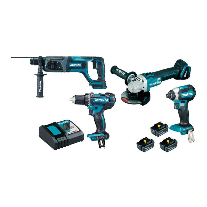 Set di 4 macchine MAKITA 18 V Li-Ion DLX4080TX1