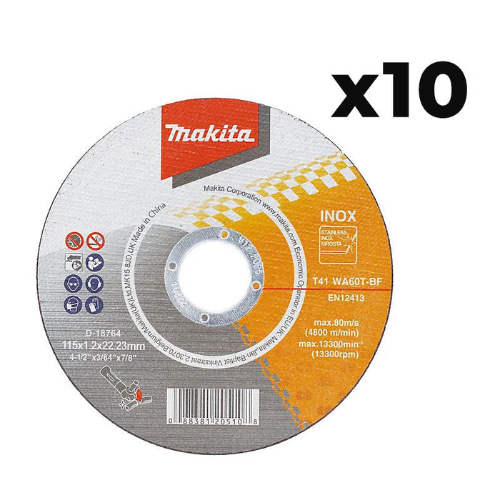 Set di 10 dischi da taglio MAKITA D-18764-10 115 mm
