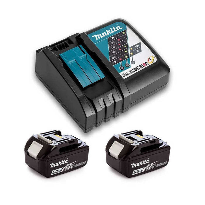 Pacco energia MAKITA 197570-9 2 batterie BL1850B + caricabatterie DC18RC