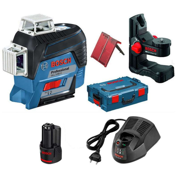 Pack laser BOSCH 0601063R02 - GLL 3-80 C Professional (BM1, bersaglio e L-Boxx)